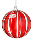Red Striped Glass Ornament 7"