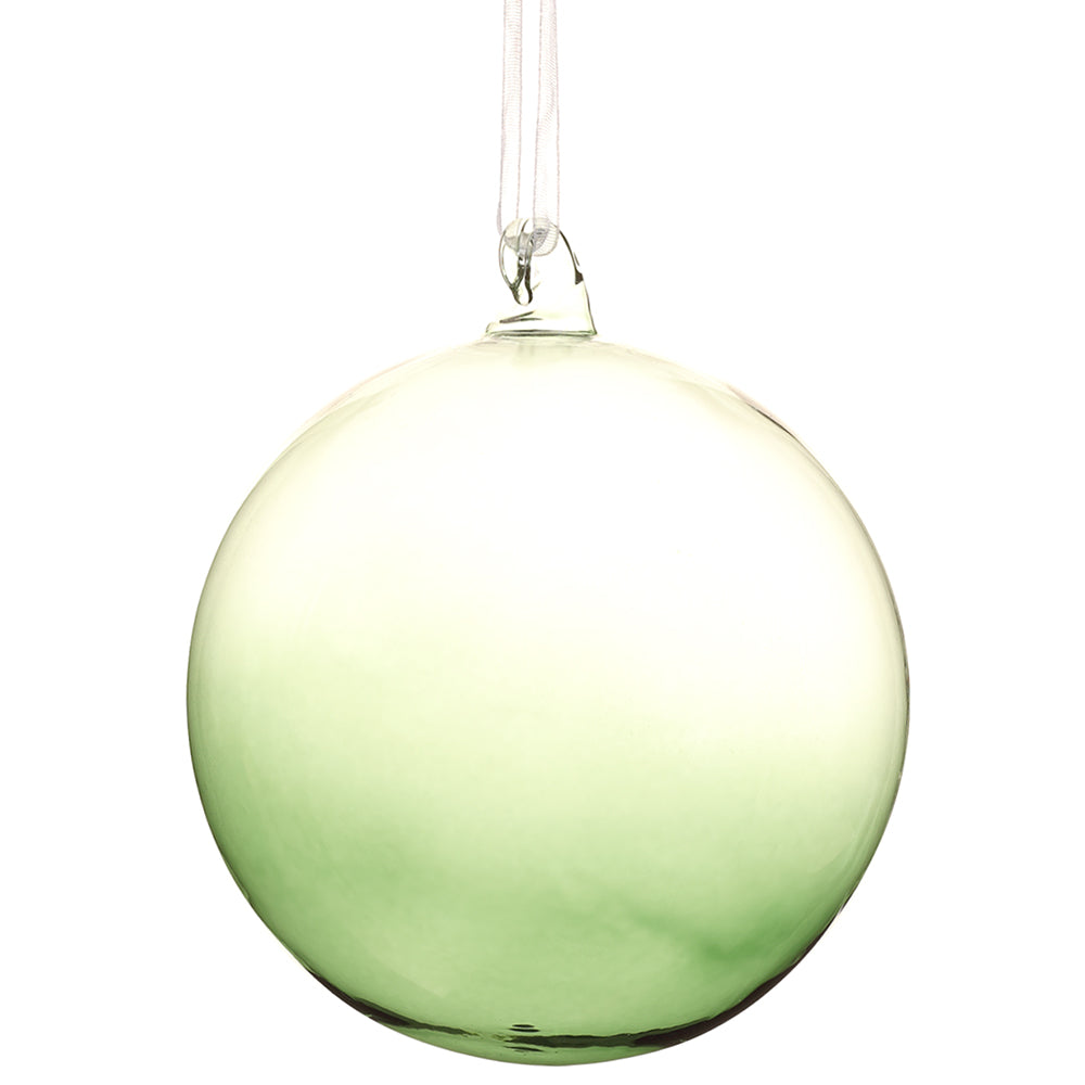 Glass Ball Ornament with Green Shimmer 4"