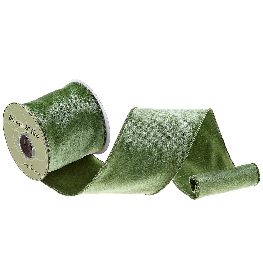 Velvet Ribbon in Shiny Jade Green