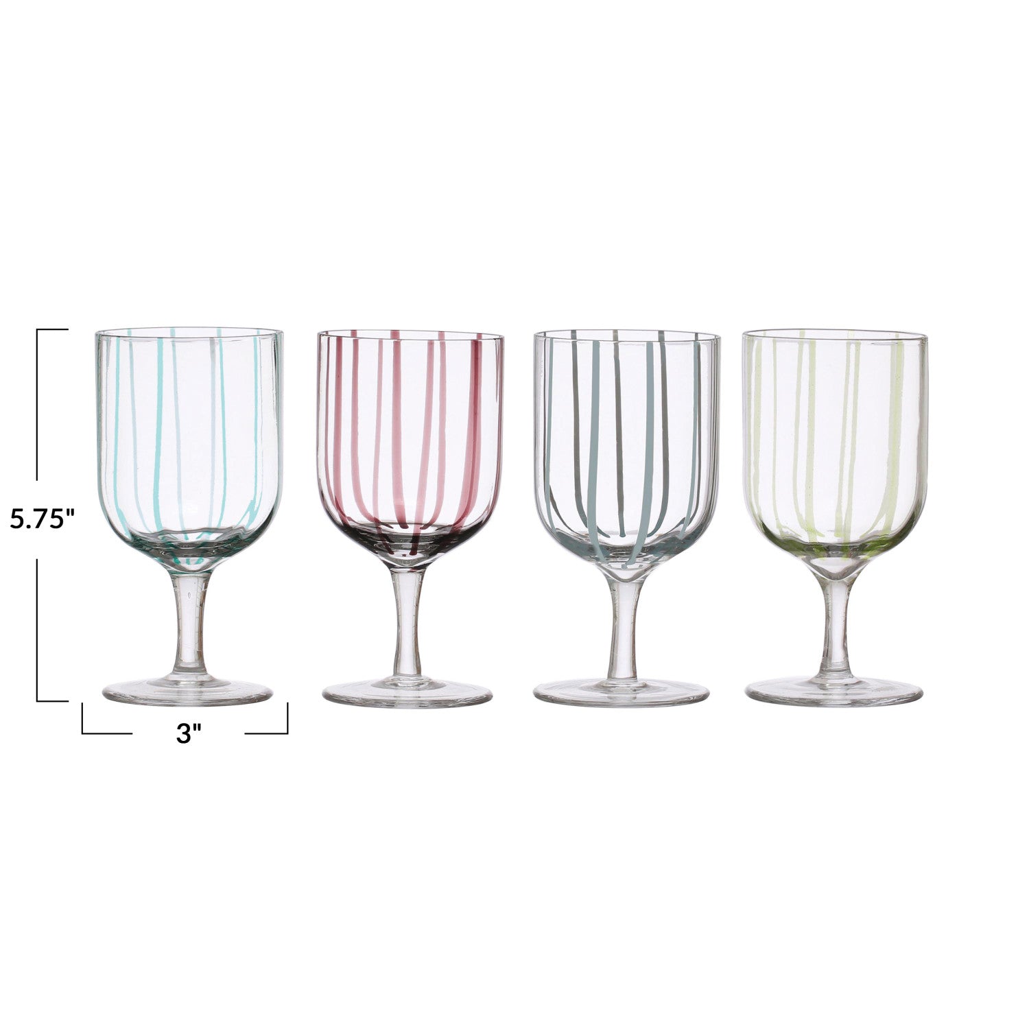 Painted Wine Glasses - Colorful Striped Painted Wine Glasses