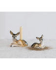 Porcelain Fawn Taper Holder Set