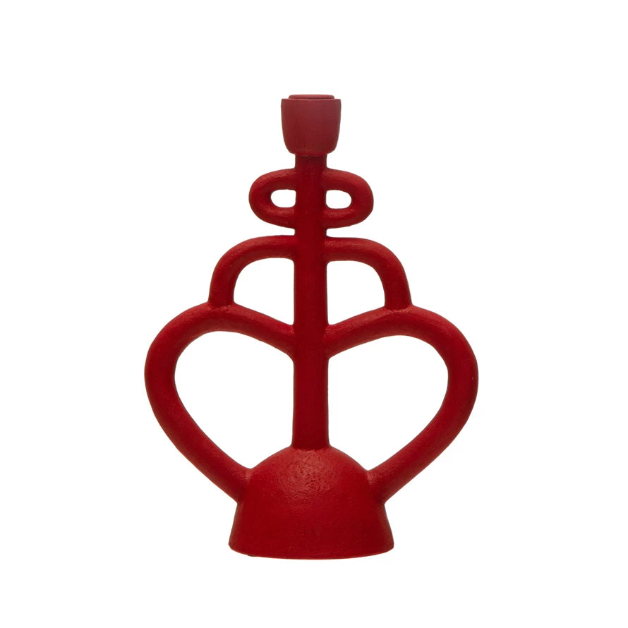 Matte Red Decorative Candle Holders