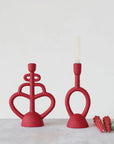 Matte Red Decorative Candle Holders