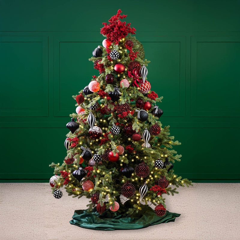 christmas tree themes - black and white and red christmas tree decorations