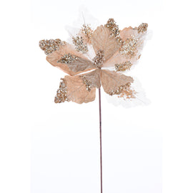 Peach Sequin Glitter Poinsettia