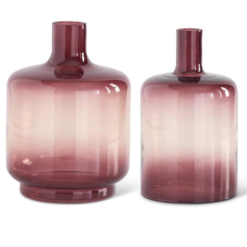 Burgundy Ombre Transparent Glass Vases