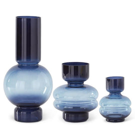 Blue Tone Pot Belly Vases