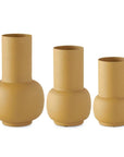 Caramel-Colored Metal Vase Set