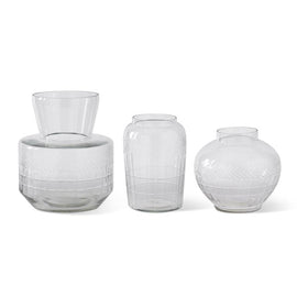 Clear Glass Vases With Etched Wheat