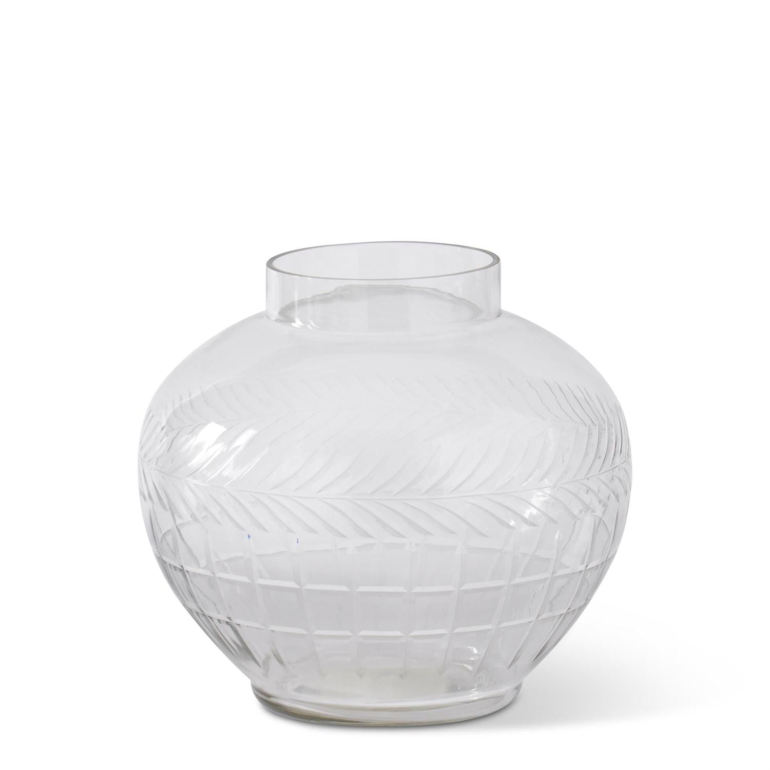 Clear Glass Vases With Etched Wheat