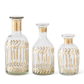 Clear Glass Gold-Etched Vases