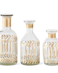 Clear Glass Gold-Etched Vases