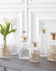 Clear Glass Gold-Etched Vases