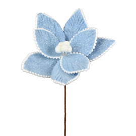 Frosted-Blue Poinsettia Pick