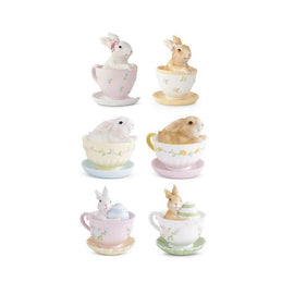 Ceramic Bunnies In Tea Cups