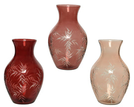 Leaf Pattern Glass Vase