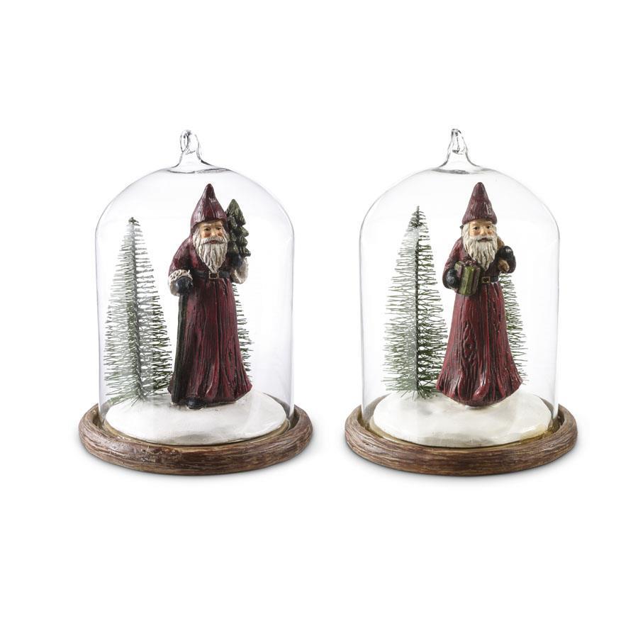 Glass Dome Old-World Santa Ornament