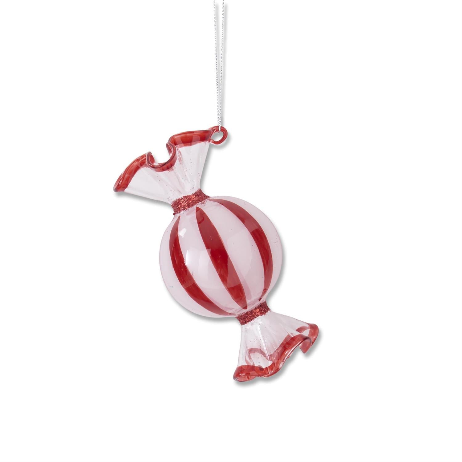Assorted Red and White Glass Candy Ornament