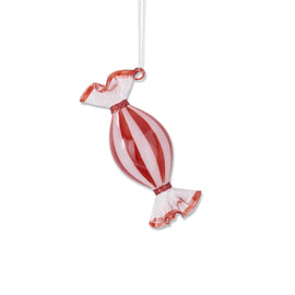 Assorted Red and White Glass Candy Ornament Oval