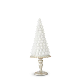 Glittered White Resin Cake on Silver Stand 14.5"
