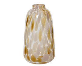 Cream and Mustard Glass Vase