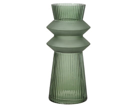 Retro-Inspired Green Glass Vase 10.4"