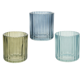 Ribbed Glass Tea Light Holders