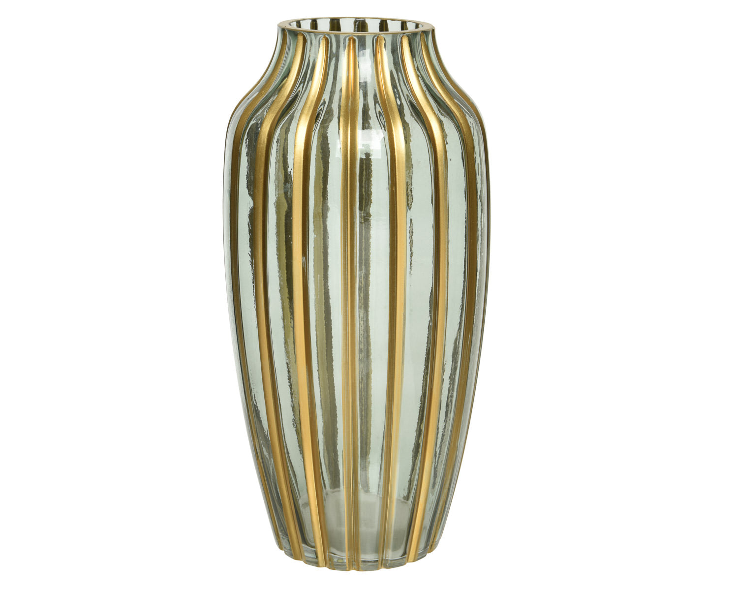 Tall Clear Gold Striped Vase