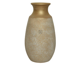 Handmade Terracotta Vase with Gold Rim
