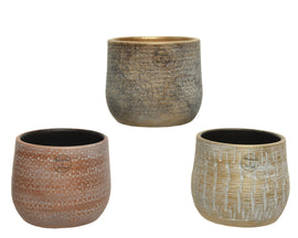 Small Terracotta Planters with Metallic Finish