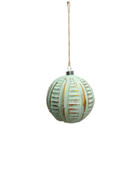 Glass Ball Ornament in Green Patina