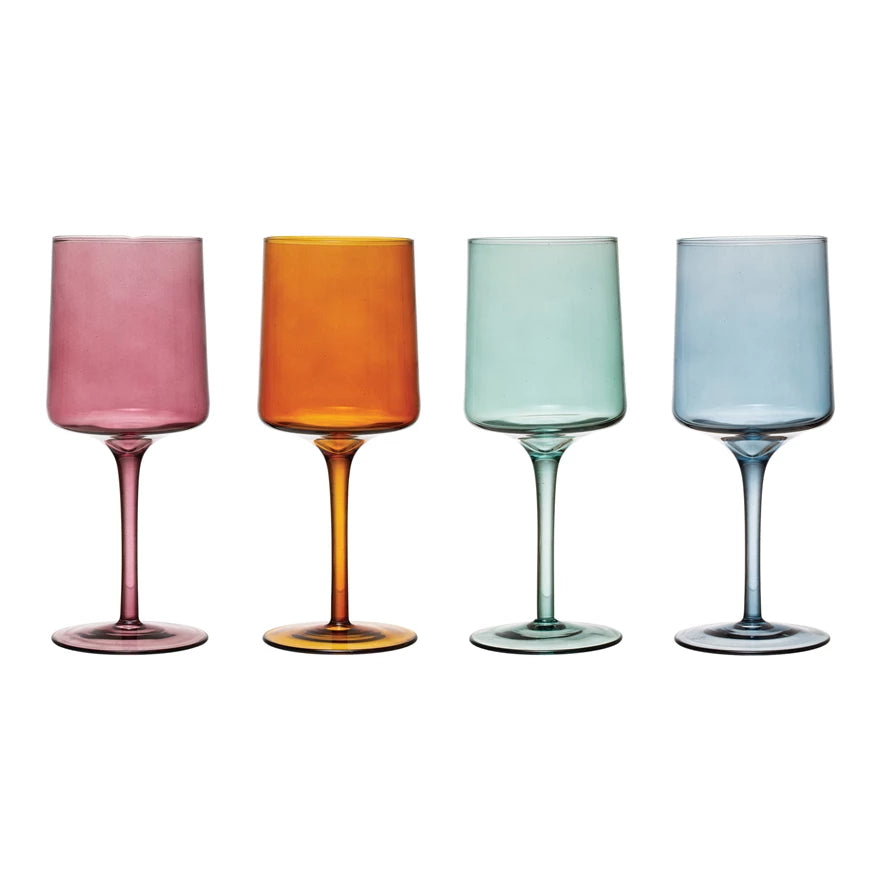 Colored Wine Glasses - Set of 4 Tall Colored Wine Glasses
