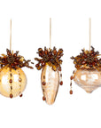 Etched-Glass Ornament with Bronze Beading