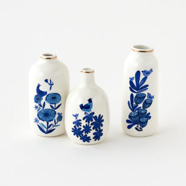 Blue and White Mini Bud Vases