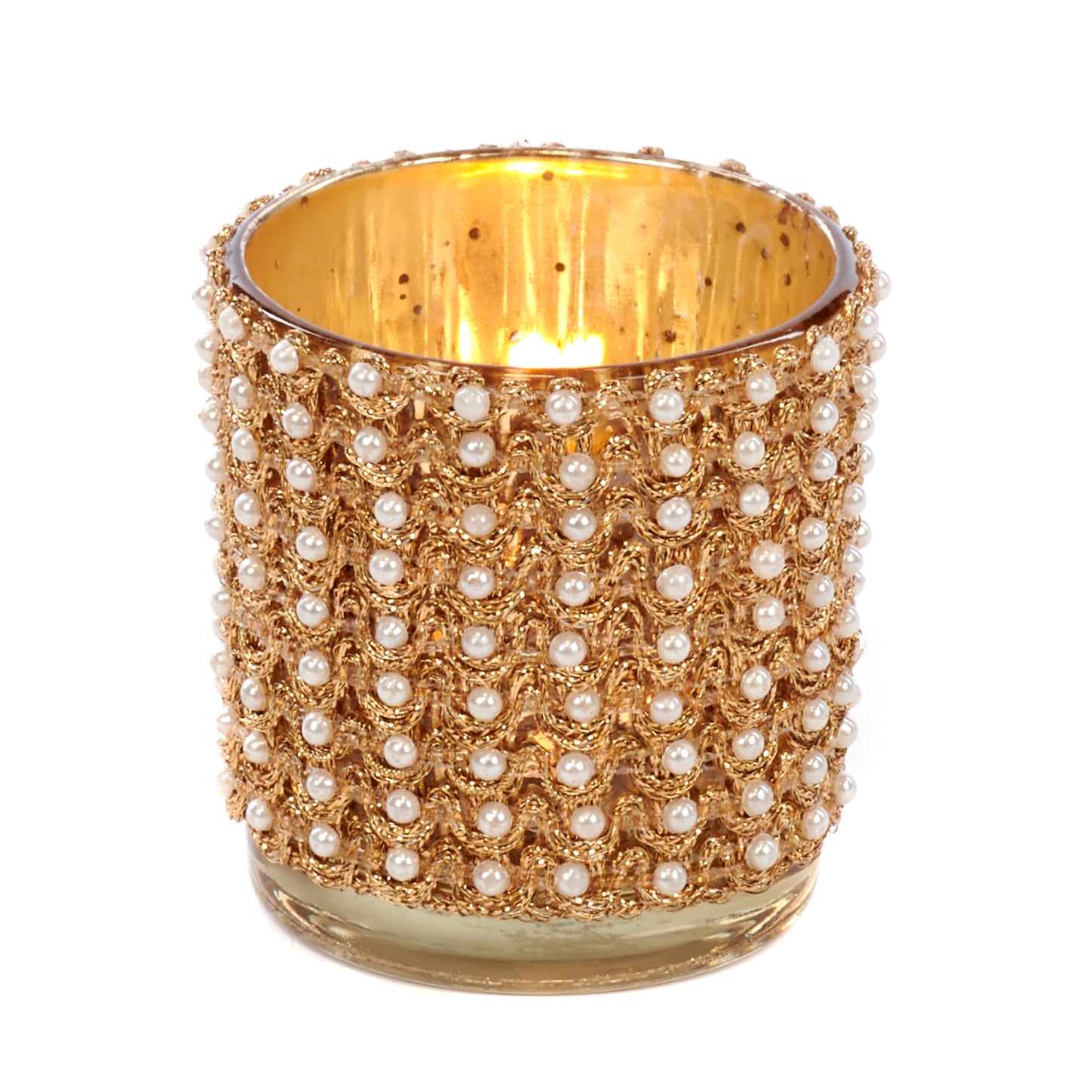 Pearl and Gold Cord Votive Holder