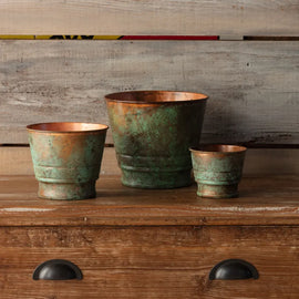 Set of Three Verde Flower Pots