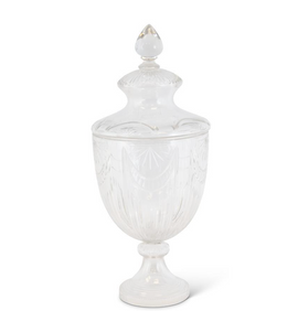 Etched-Glass Chalice Jar with Finial Lid