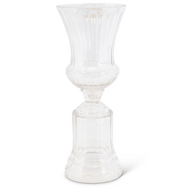 Ribbed Clear-Glass Trophy Vase