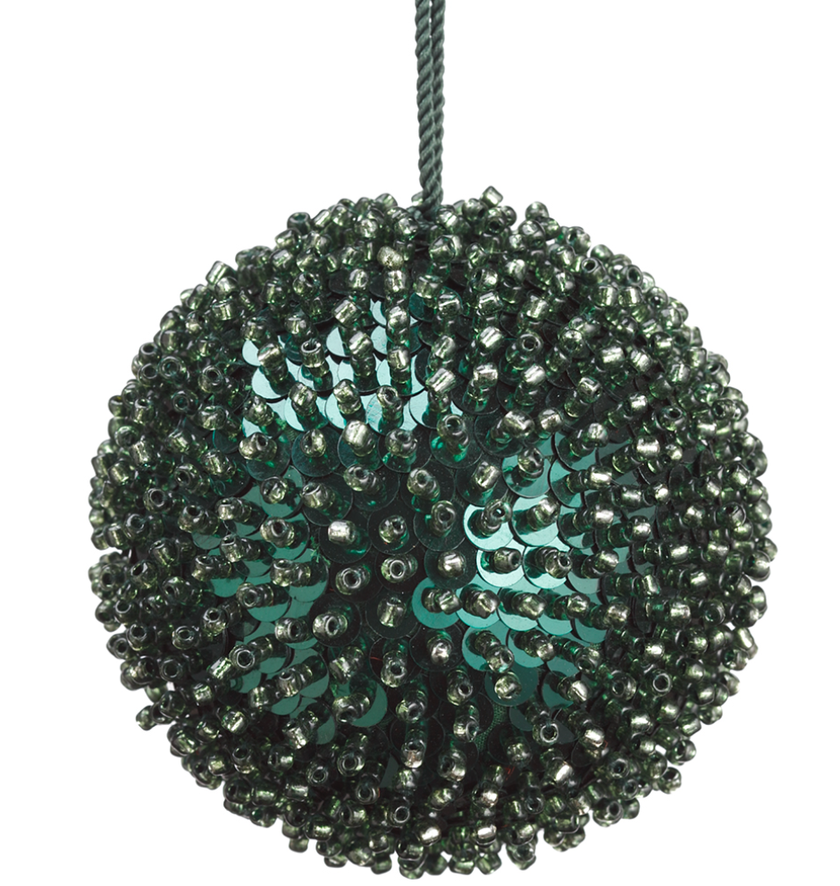 Green Bead and Sequin Ornament