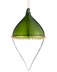 Clear and Green Glass Ornament