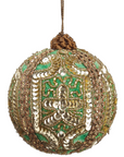 Green and Gold Zari Ball Ornament