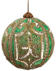 Green and Gold Zari Ball Ornament