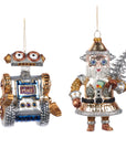 Glass Santa Robot Ornaments