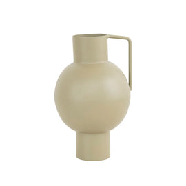 Textured Cream Metal Vase with Handle