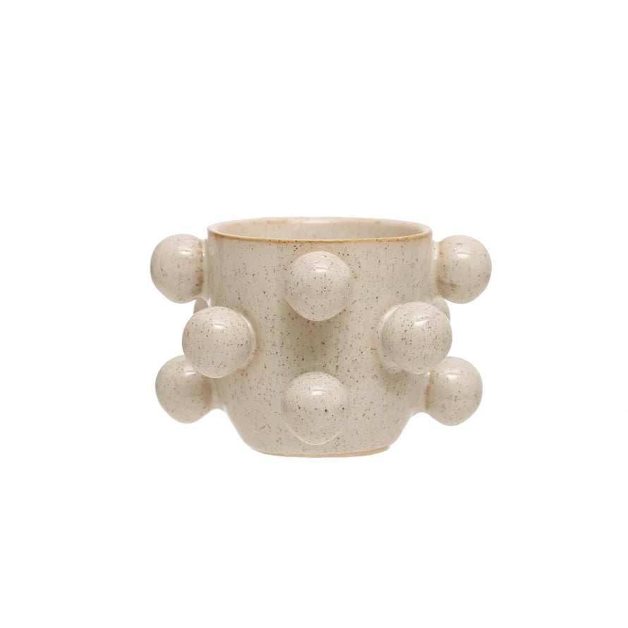 Stoneware Planter w/ Orbs, Reactive Glaze