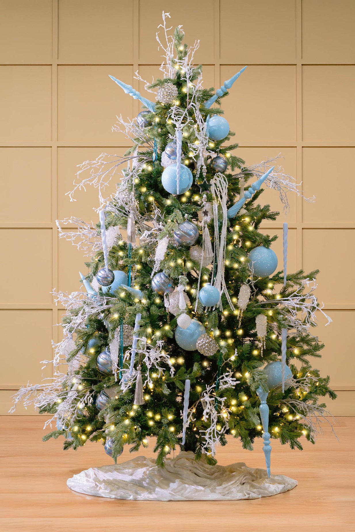 Blue and Silver Christmas Tree - blue and silver ornaments and decor 