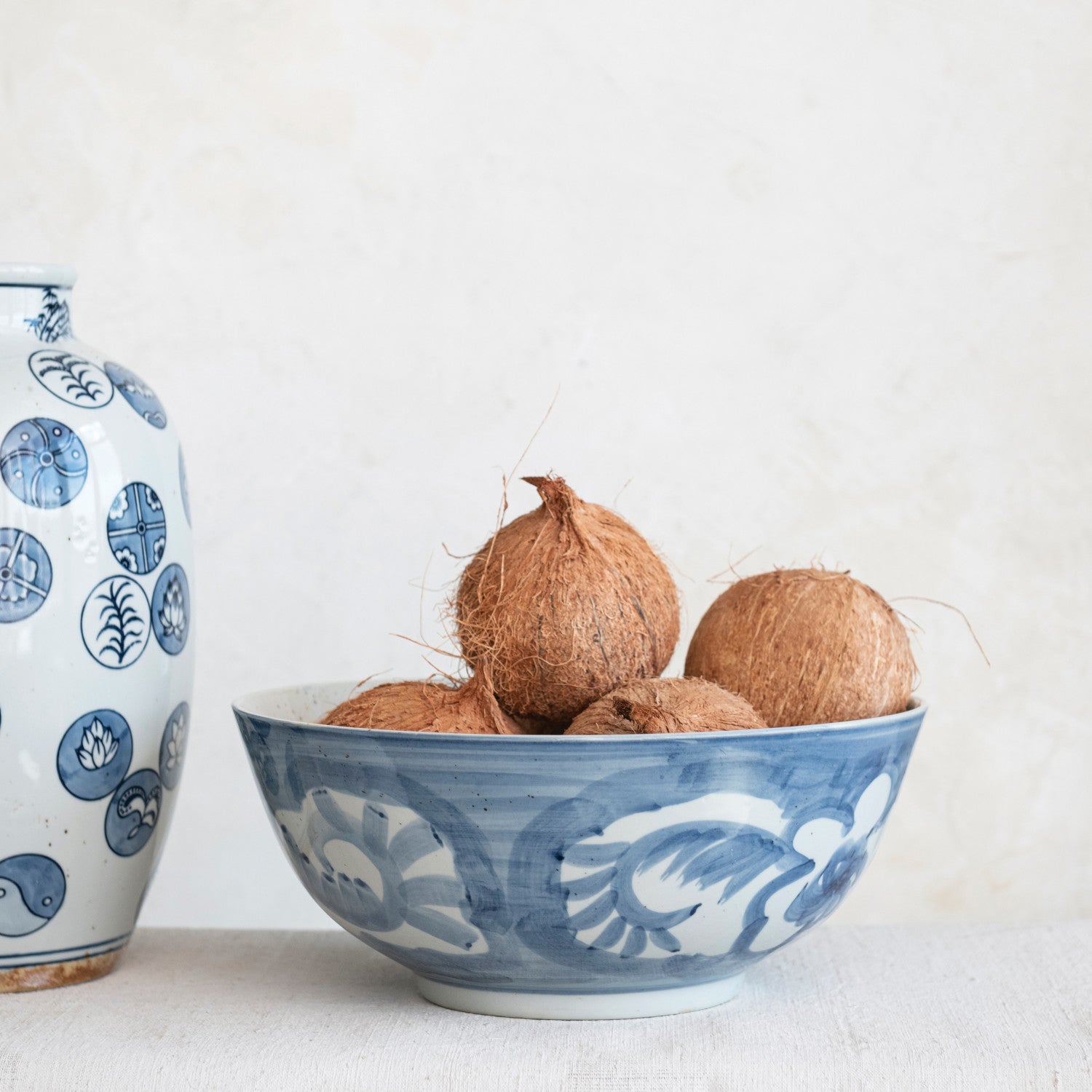 Blue and White Bowl — Blue and White Leaf Stoneware Serving Bowl