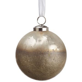 Burnished Gold and Silver Glass Ball Ornament