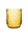 Amber Floral Embossed Drinking Glass