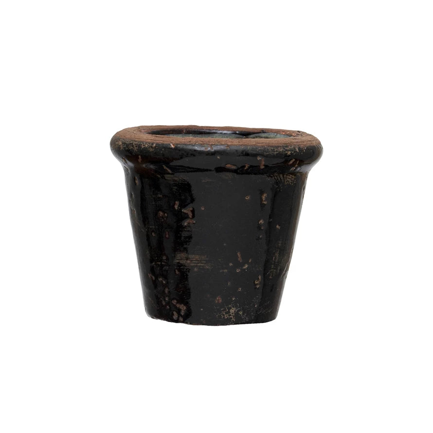 Mini-Ceramic Black Flower Pot